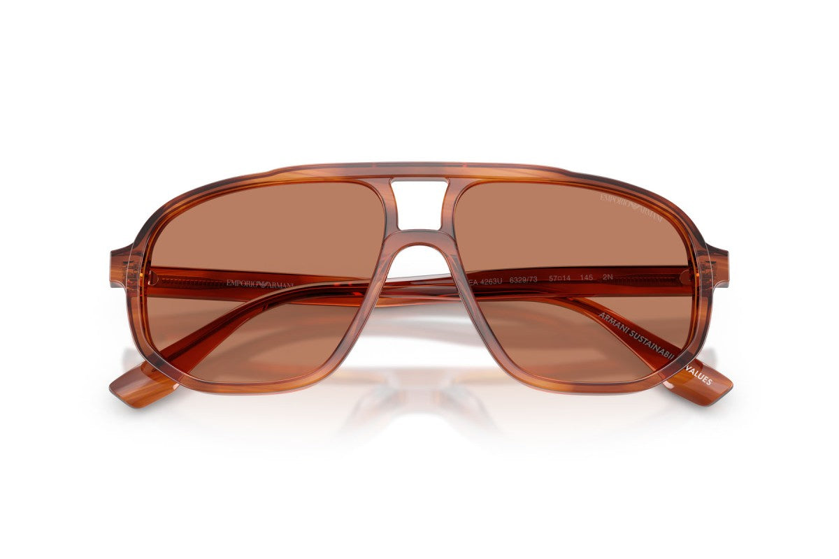OCCHIALE DA SOLE UOMO | EMPORIO ARMANI EA 4263U - 632973 MARRONE SCURO STRIATO - CALIBRO 57