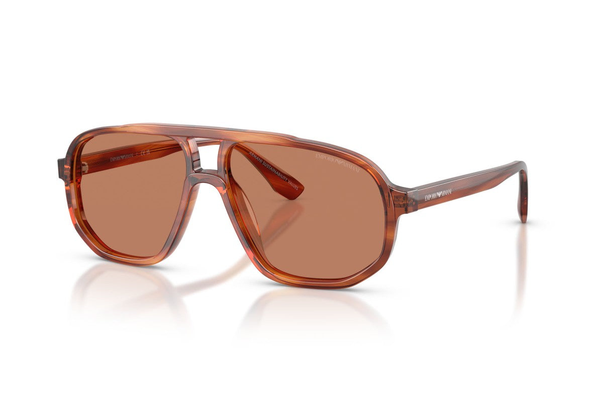 OCCHIALE DA SOLE UOMO | EMPORIO ARMANI EA 4263U - 632973 MARRONE SCURO STRIATO - CALIBRO 57