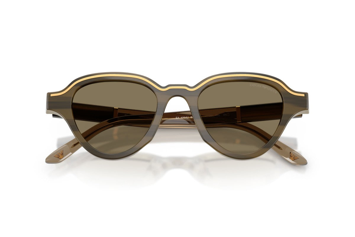 OCCHIALE DA SOLE UOMO | EMPORIO ARMANI EA 4264U - 633873 MARRONE SU BEIGE STRIATO - CALIBRO 47