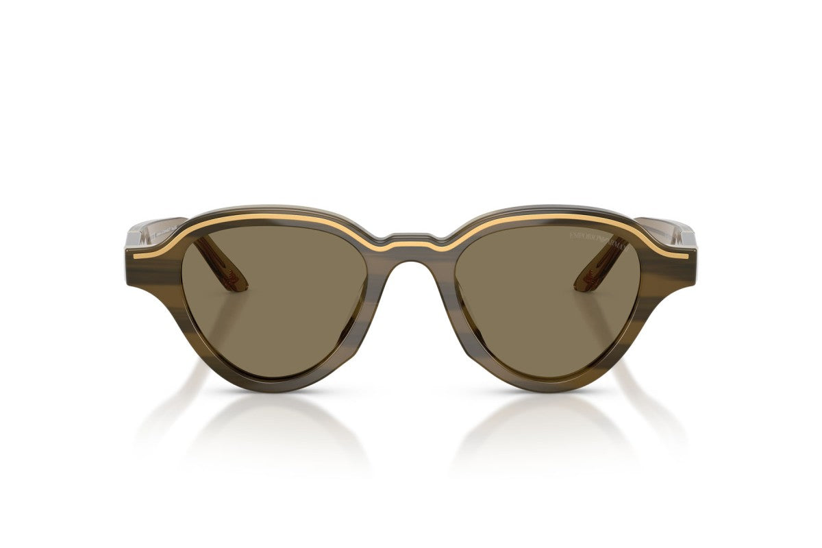 OCCHIALE DA SOLE UOMO | EMPORIO ARMANI EA 4264U - 633873 MARRONE SU BEIGE STRIATO - CALIBRO 47