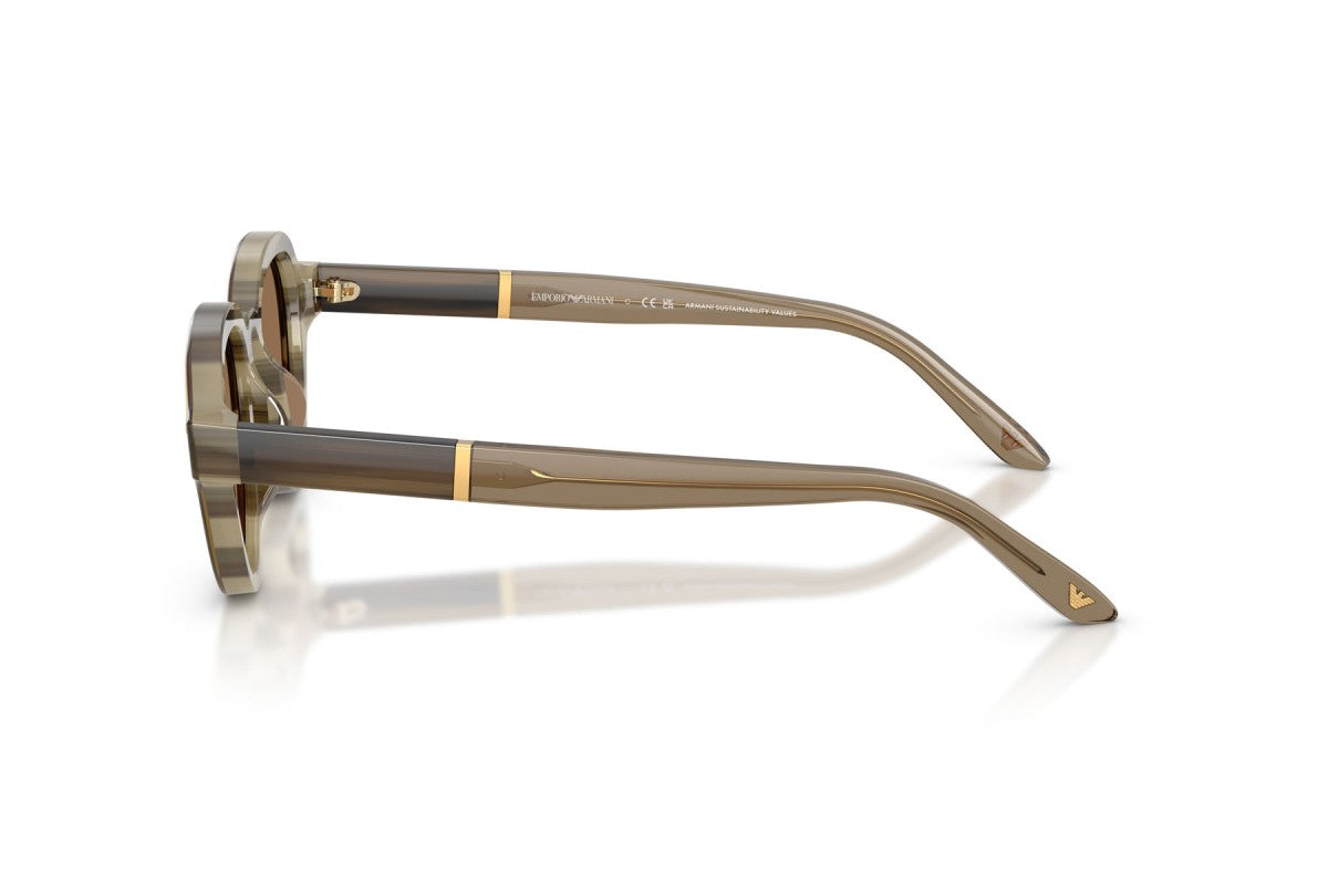 OCCHIALE DA SOLE UOMO | EMPORIO ARMANI EA 4264U - 633873 MARRONE SU BEIGE STRIATO - CALIBRO 47