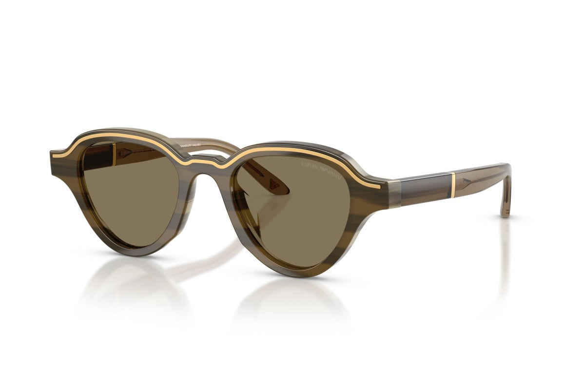OCCHIALE DA SOLE UOMO | EMPORIO ARMANI EA 4264U - 633873 MARRONE SU BEIGE STRIATO - CALIBRO 47