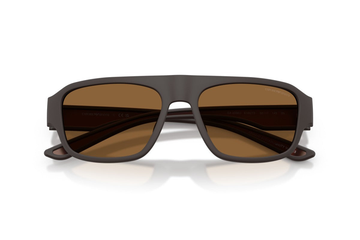 OCCHIALE DA SOLE UOMO | EMPORIO ARMANI EA 4266U - 618673 MARRONE OPACO GOMMATO - CALIBRO 55