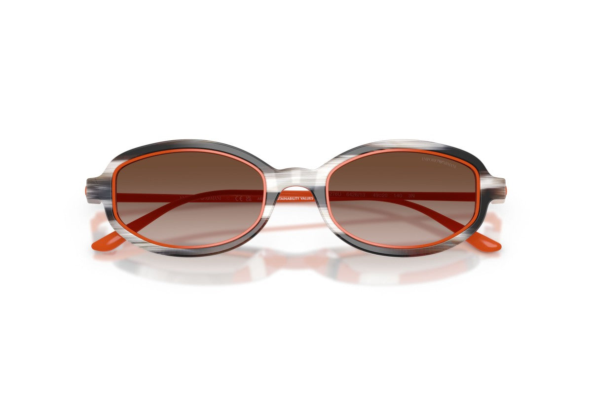 OCCHIALE DA SOLE DONNA | EMPORIO ARMANI EA 4276U - 642613 BEIGE/ARANCIONE A RIGHE LUCIDE - CALIBRO 49