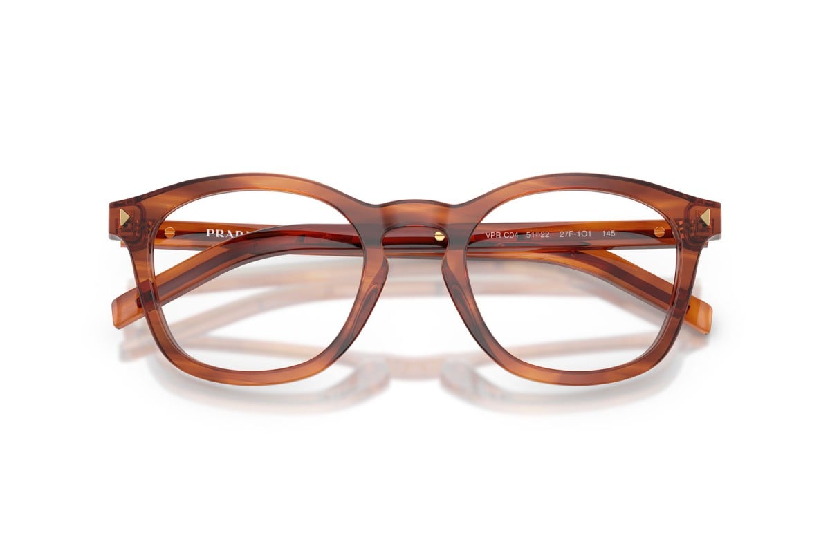 OCCHIALE DA VISTA UOMO | PRADA PR C04V - 27F1O1 COGNAC A STRISCE - CALIBRO 51