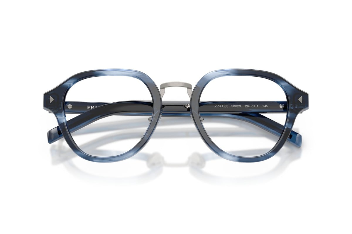 OCCHIALE DA VISTA UOMO | PRADA PR C05V - 26F1O1 BLU A STRISCE - CALIBRO 50
