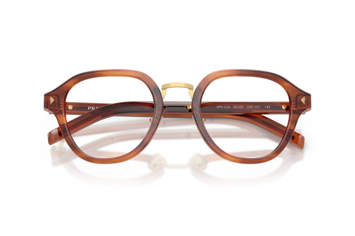 OCCHIALE DA VISTA UOMO | PRADA PR C05V - 27F1O1 COGNAC A STRISCE - CALIBRO 50