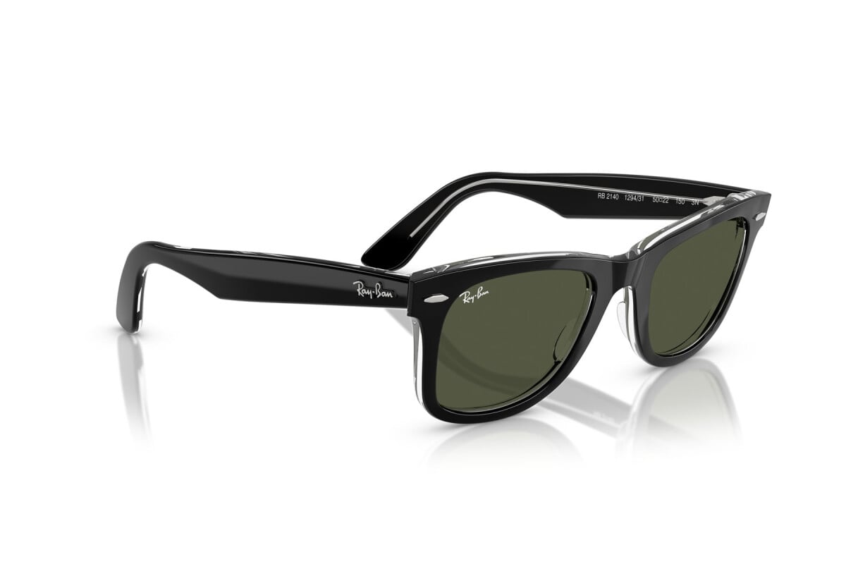 OCCHIALE DA SOLE UNISEX RAY-BAN RB 2140 - WAYFARER 129431 NERO SU TRASPARENTE - TAGLIA 50