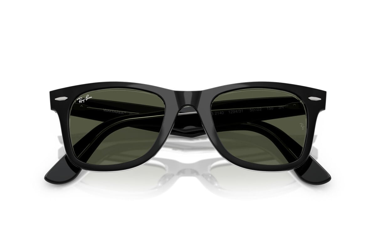 OCCHIALE DA SOLE UNISEX RAY-BAN RB 2140 - WAYFARER 129431 NERO SU TRASPARENTE - TAGLIA 50