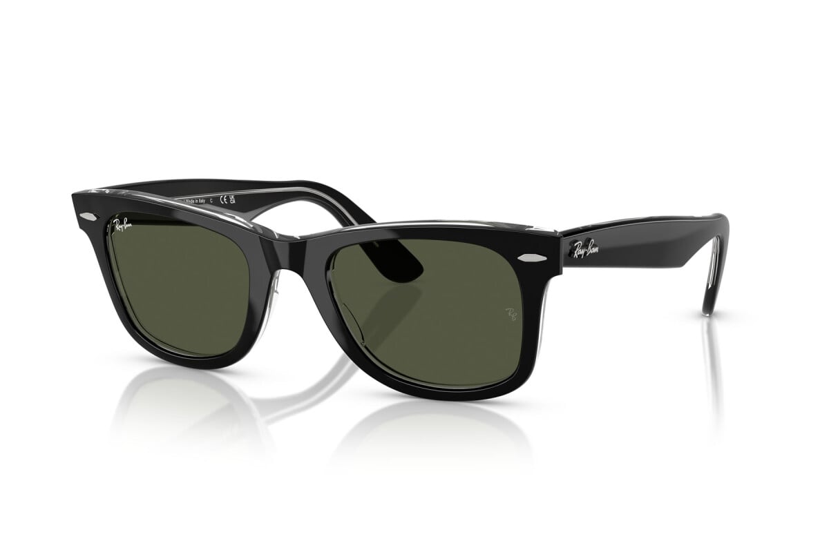 OCCHIALE DA SOLE UNISEX RAY-BAN RB 2140 - WAYFARER 129431 NERO SU TRASPARENTE - TAGLIA 50