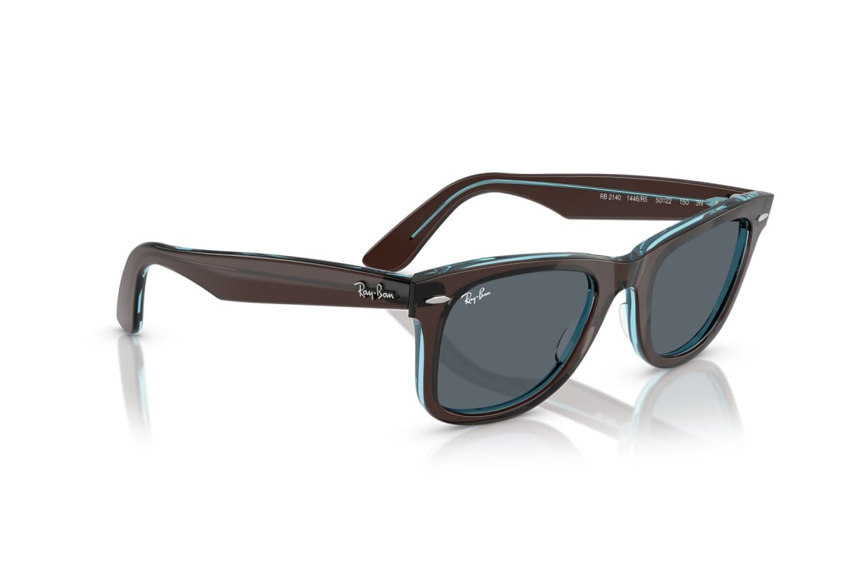 OCCHIALE DA SOLE UNISEX RAY-BAN RB 2140 - WAYFARER 1446R5 MARRONE SU BLU TRASPARENTE - TAGLIA 50