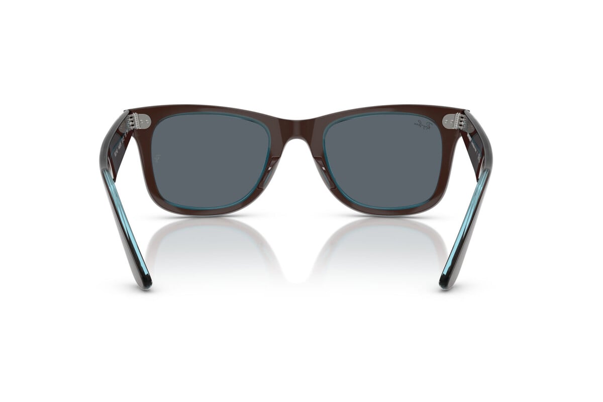 OCCHIALE DA SOLE UNISEX RAY-BAN RB 2140 - WAYFARER 1446R5 MARRONE SU BLU TRASPARENTE - TAGLIA 50
