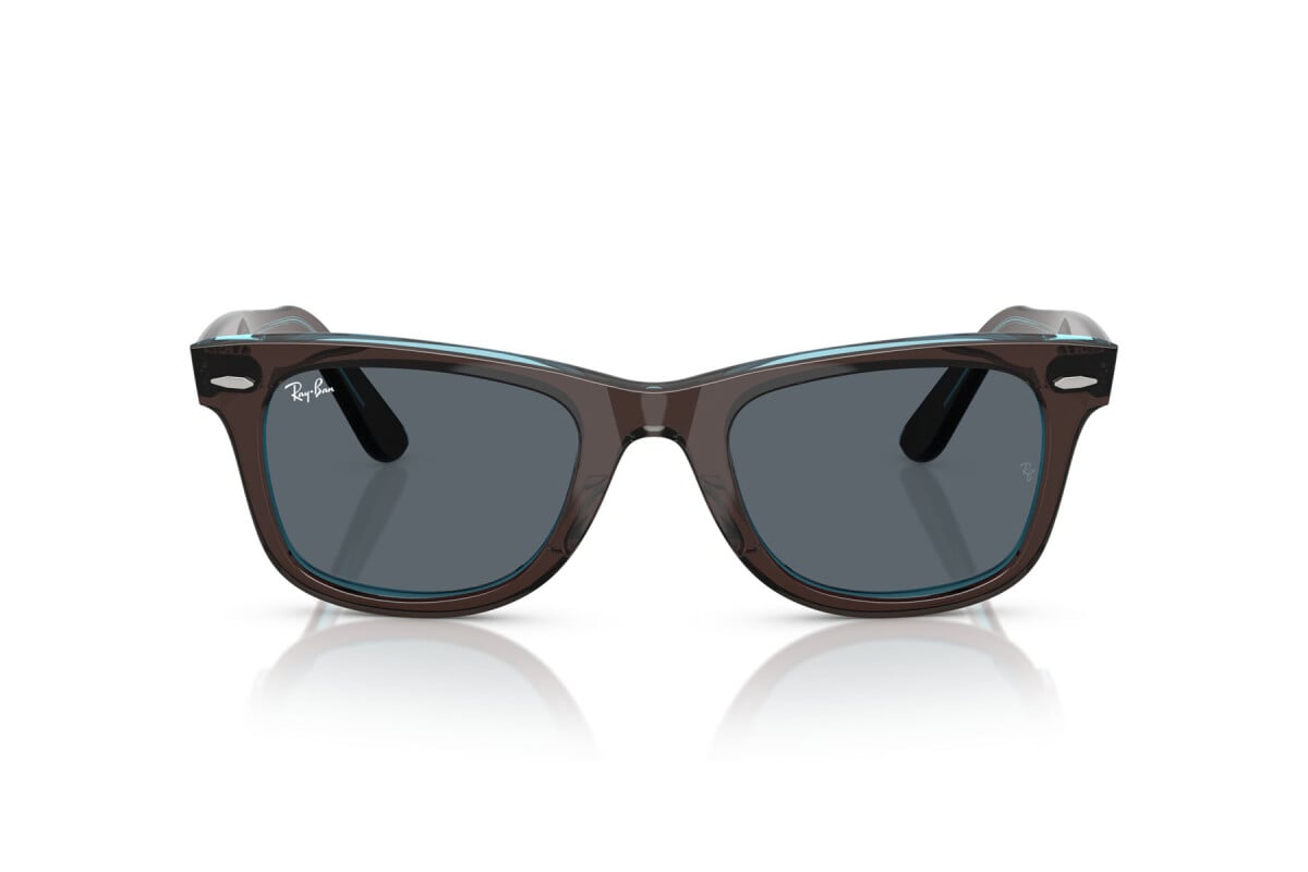 OCCHIALE DA SOLE UNISEX RAY-BAN RB 2140 - WAYFARER 1446R5 MARRONE SU BLU TRASPARENTE - TAGLIA 50