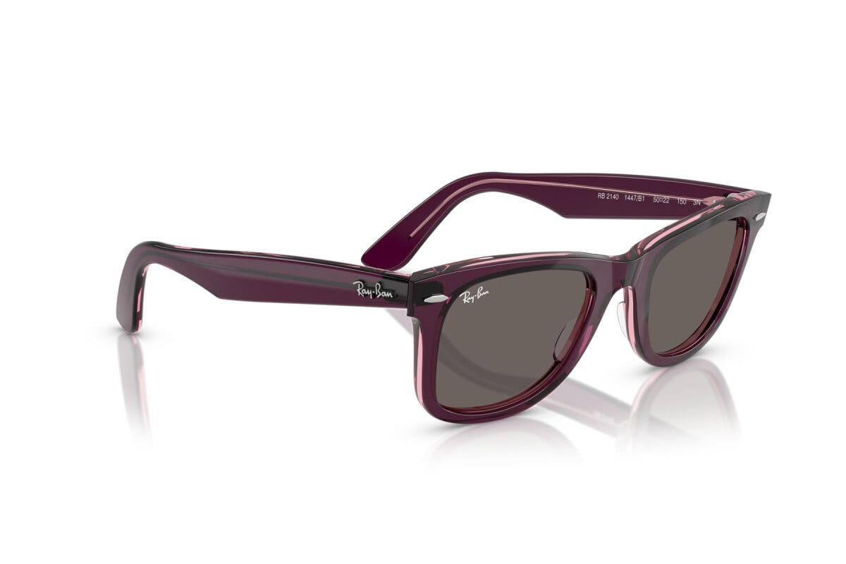 OCCHIALE DA SOLE UNISEX RAY-BAN RB 2140 - WAYFARER 1447B1 VIOLA SU ROSA TRASPARENTE - TAGLIA 50