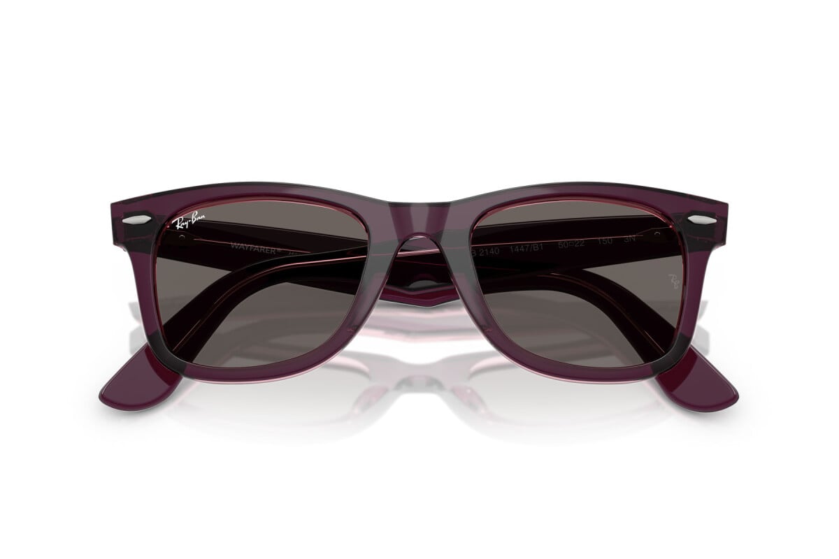 OCCHIALE DA SOLE UNISEX RAY-BAN RB 2140 - WAYFARER 1447B1 VIOLA SU ROSA TRASPARENTE - TAGLIA 50
