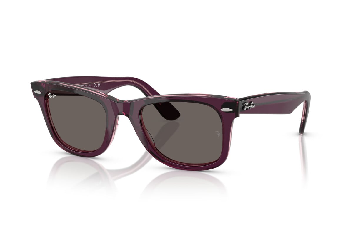 OCCHIALE DA SOLE UNISEX RAY-BAN RB 2140 - WAYFARER 1447B1 VIOLA SU ROSA TRASPARENTE - TAGLIA 50