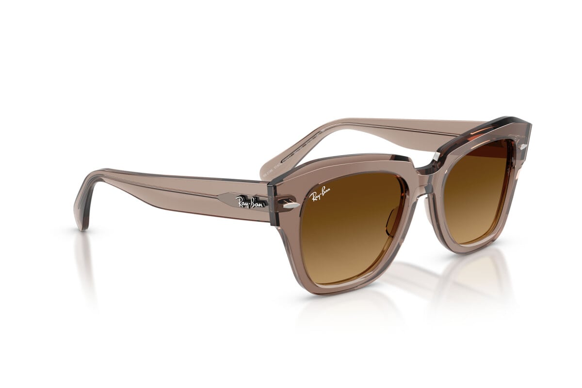 OCCHIALE DA SOLE UNISEX RAY-BAN RB 2186 - STATE STREET 682785 MARRONE CHIARO TRASPARENTE - TAGLIA 49