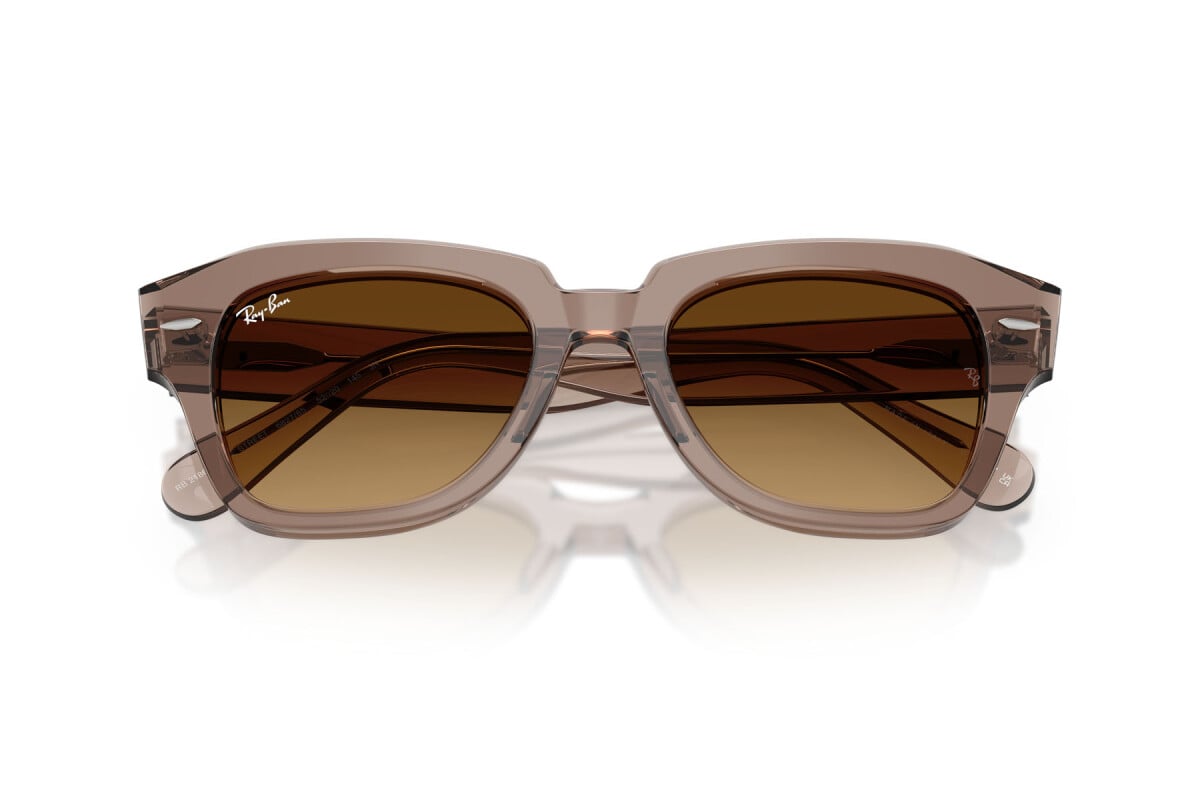 OCCHIALE DA SOLE UNISEX RAY-BAN RB 2186 - STATE STREET 682785 MARRONE CHIARO TRASPARENTE - TAGLIA 49