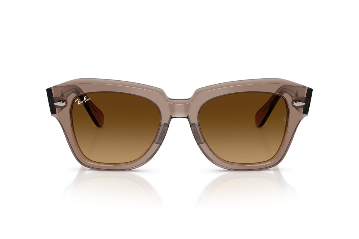 OCCHIALE DA SOLE UNISEX RAY-BAN RB 2186 - STATE STREET 682785 MARRONE CHIARO TRASPARENTE - TAGLIA 49