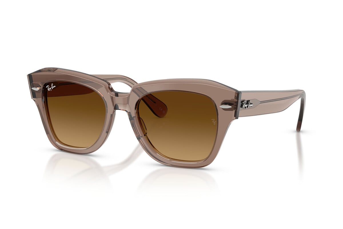 OCCHIALE DA SOLE UNISEX RAY-BAN RB 2186 - STATE STREET 682785 MARRONE CHIARO TRASPARENTE - TAGLIA 49