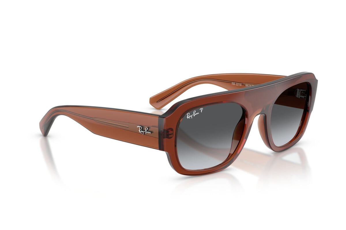 OCCHIALE DA SOLE UNISEX RAY-BAN RB RB 2218 - 6678T3 MARRONE TRASPARENTE - TAGLIA 55