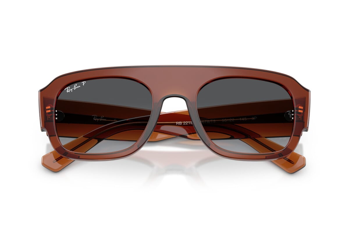 OCCHIALE DA SOLE UNISEX RAY-BAN RB RB 2218 - 6678T3 MARRONE TRASPARENTE - TAGLIA 55