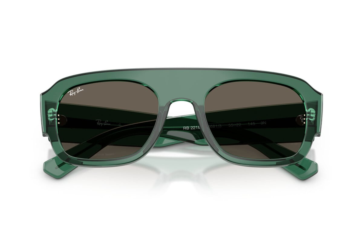 OCCHIALE DA SOLE UNISEX RAY-BAN RB RB 2218 - 6681/3 VERDE TRASPARENTE - TAGLIA 55
