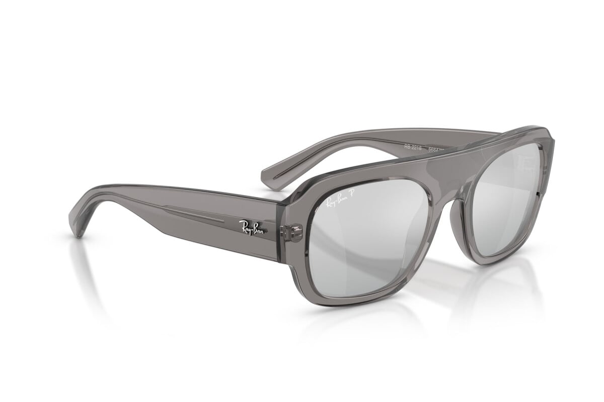 OCCHIALE DA SOLE UNISEX RAY-BAN RB RB 2218 - 668482 GRIGIO TRASPARENTE - TAGLIA 55