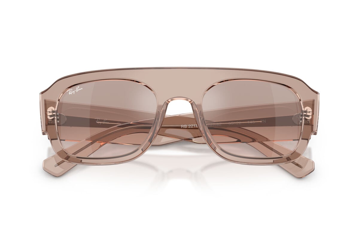 OCCHIALE DA SOLE UNISEX RAY-BAN RB RB 2218 - 67278Z MARRONE CHIARO TRASPARENTE - TAGLIA 55