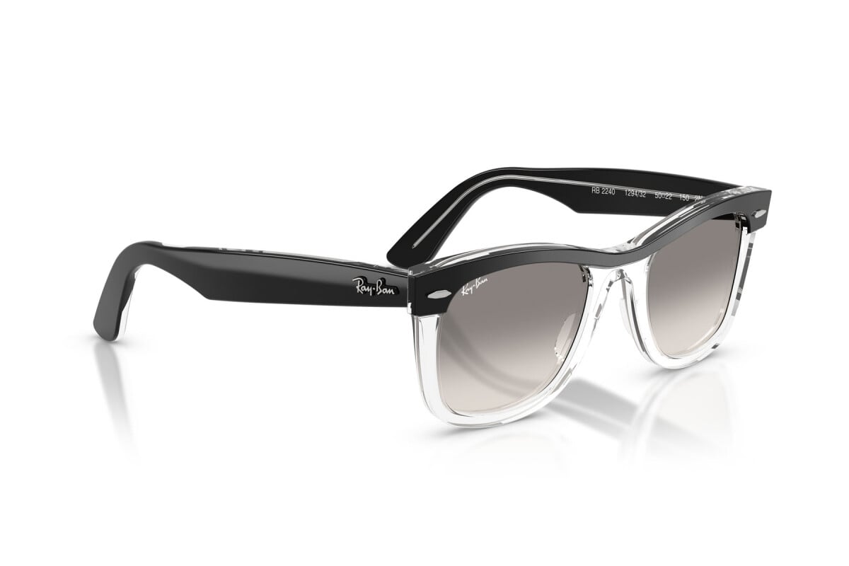OCCHIALE DA SOLE UNISEX RAY-BAN RB 2240 - WAYFARER 129432 NERO SU TRASPARENTE - TAGLIA 50
