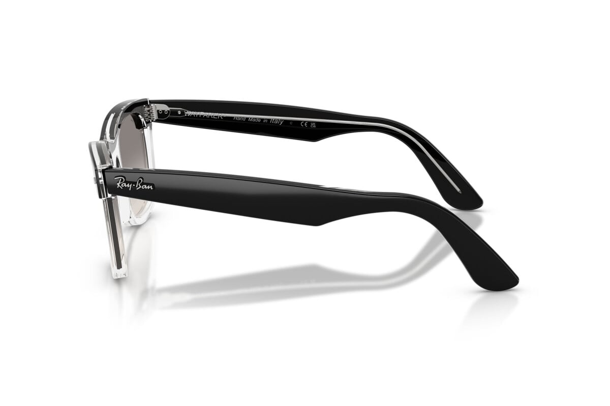 OCCHIALE DA SOLE UNISEX RAY-BAN RB 2240 - WAYFARER 129432 NERO SU TRASPARENTE - TAGLIA 50