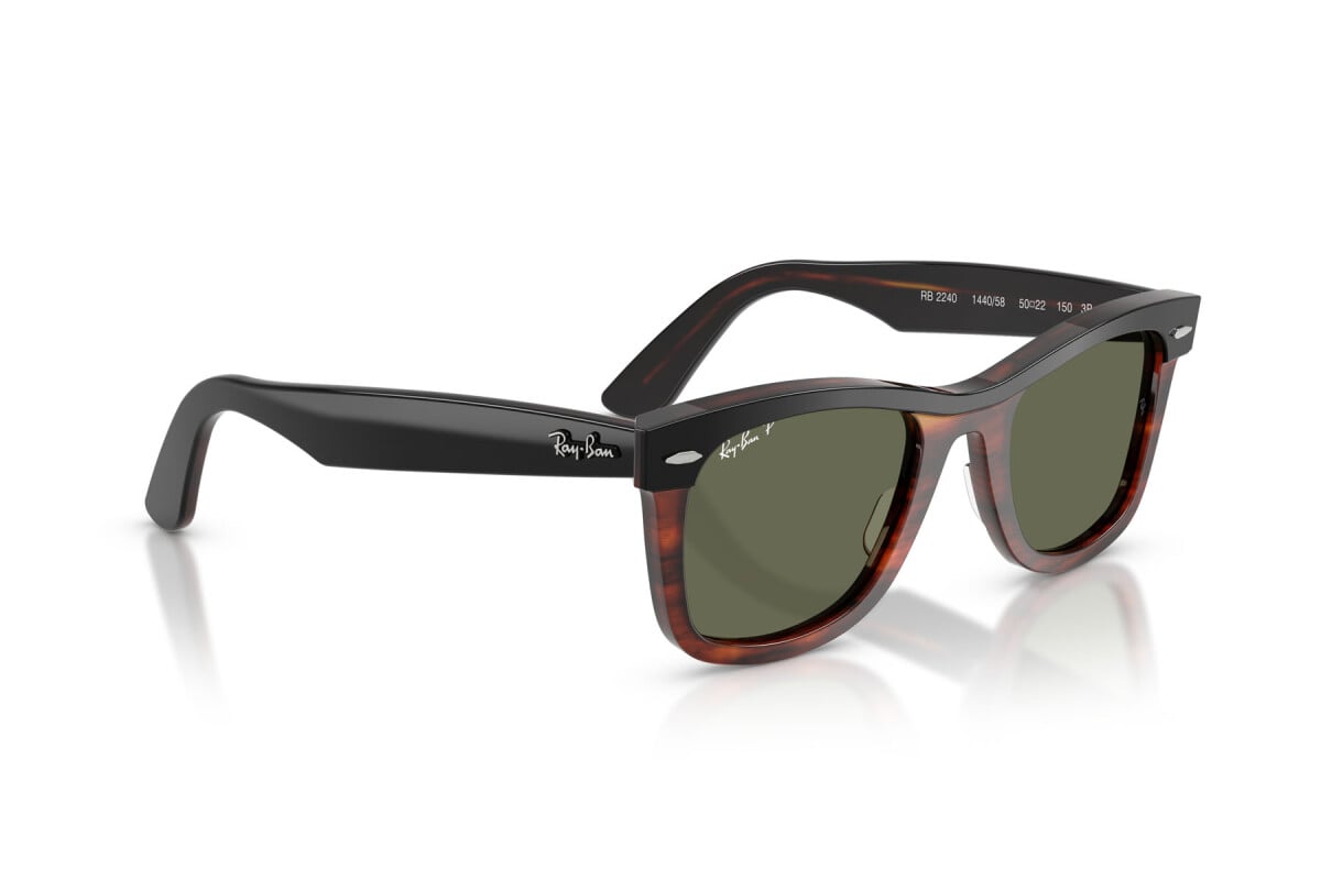 OCCHIALE DA SOLE UNISEX RAY-BAN RB 2240 - WAYFARER 144058 NERO SU AVANA - TAGLIA 50