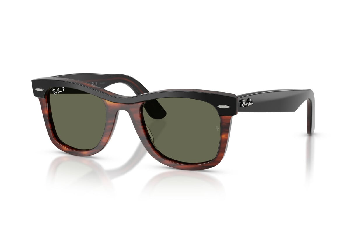 OCCHIALE DA SOLE UNISEX RAY-BAN RB 2240 - WAYFARER 144058 NERO SU AVANA - TAGLIA 50