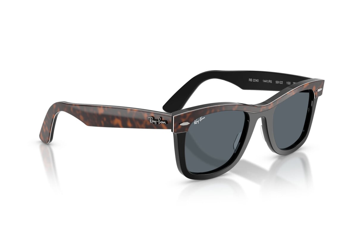 OCCHIALE DA SOLE UNISEX RAY-BAN RB 2240 - WAYFARER 1441R5 AVANA SU NERO - TAGLIA 50