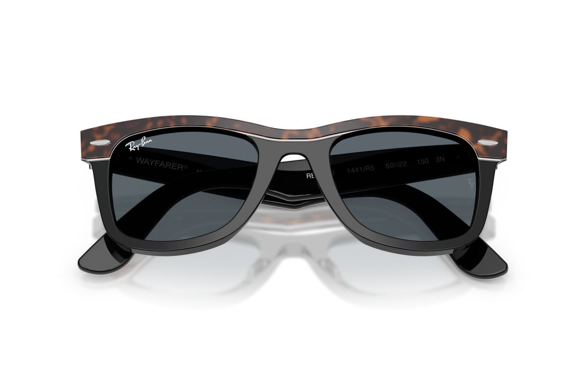 OCCHIALE DA SOLE UNISEX RAY-BAN RB 2240 - WAYFARER 1441R5 AVANA SU NERO - TAGLIA 50