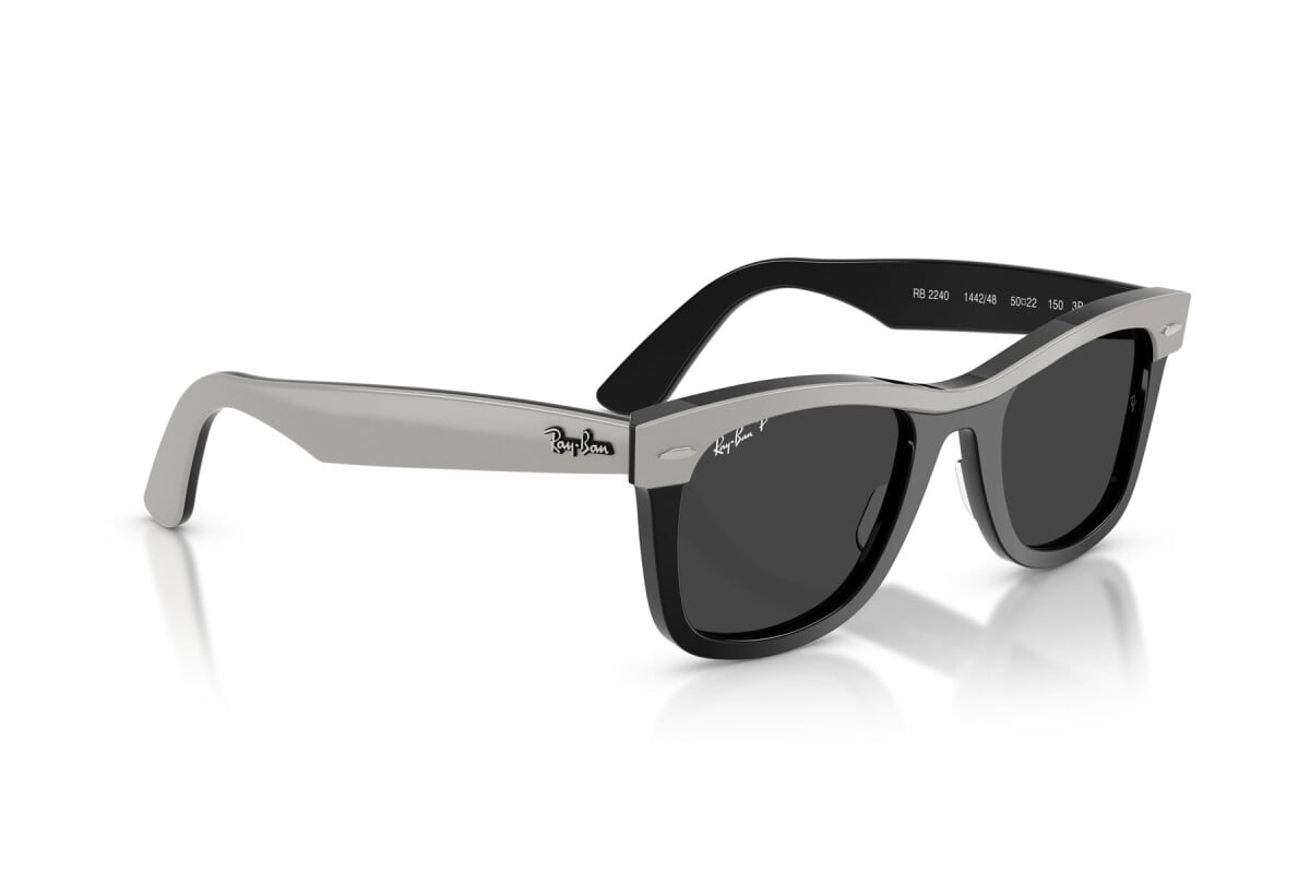 OCCHIALE DA SOLE UNISEX RAY-BAN RB 2240 - WAYFARER 144248 GRIGIO SU NERO - TAGLIA 50
