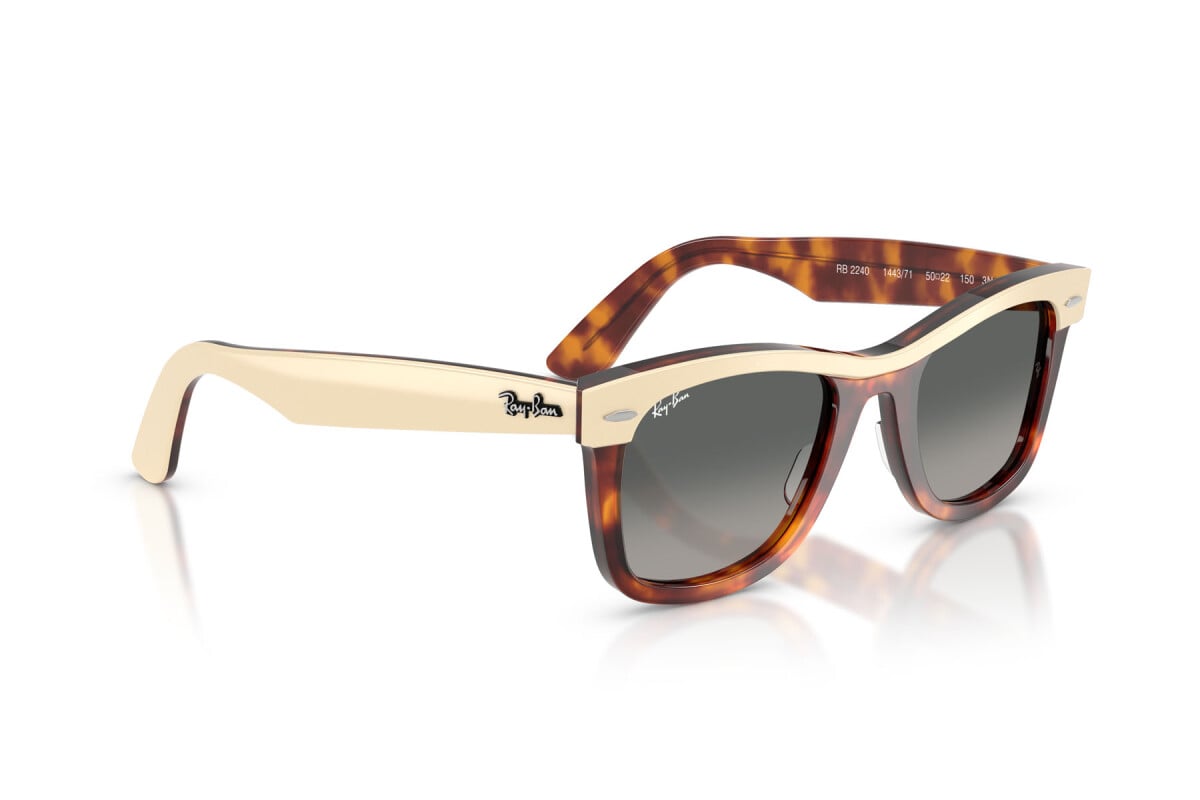 OCCHIALE DA SOLE UNISEX RAY-BAN RB 2240 - WAYFARER 144371 BEIGE SU AVANA - TAGLIA 50