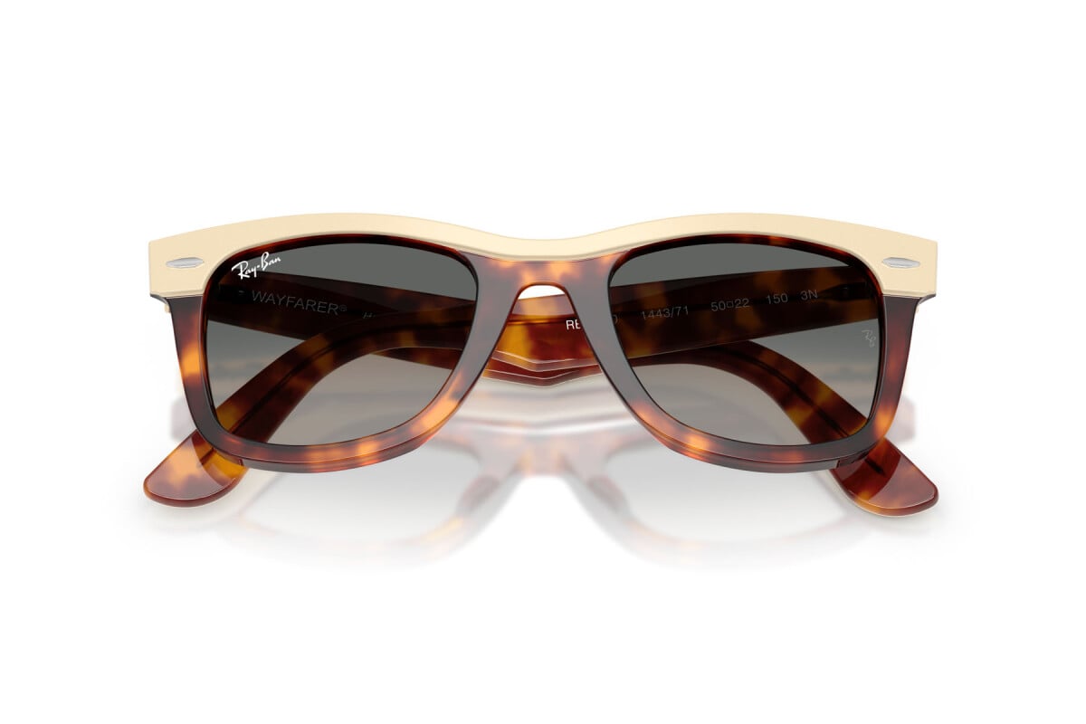 OCCHIALE DA SOLE UNISEX RAY-BAN RB 2240 - WAYFARER 144371 BEIGE SU AVANA - TAGLIA 50