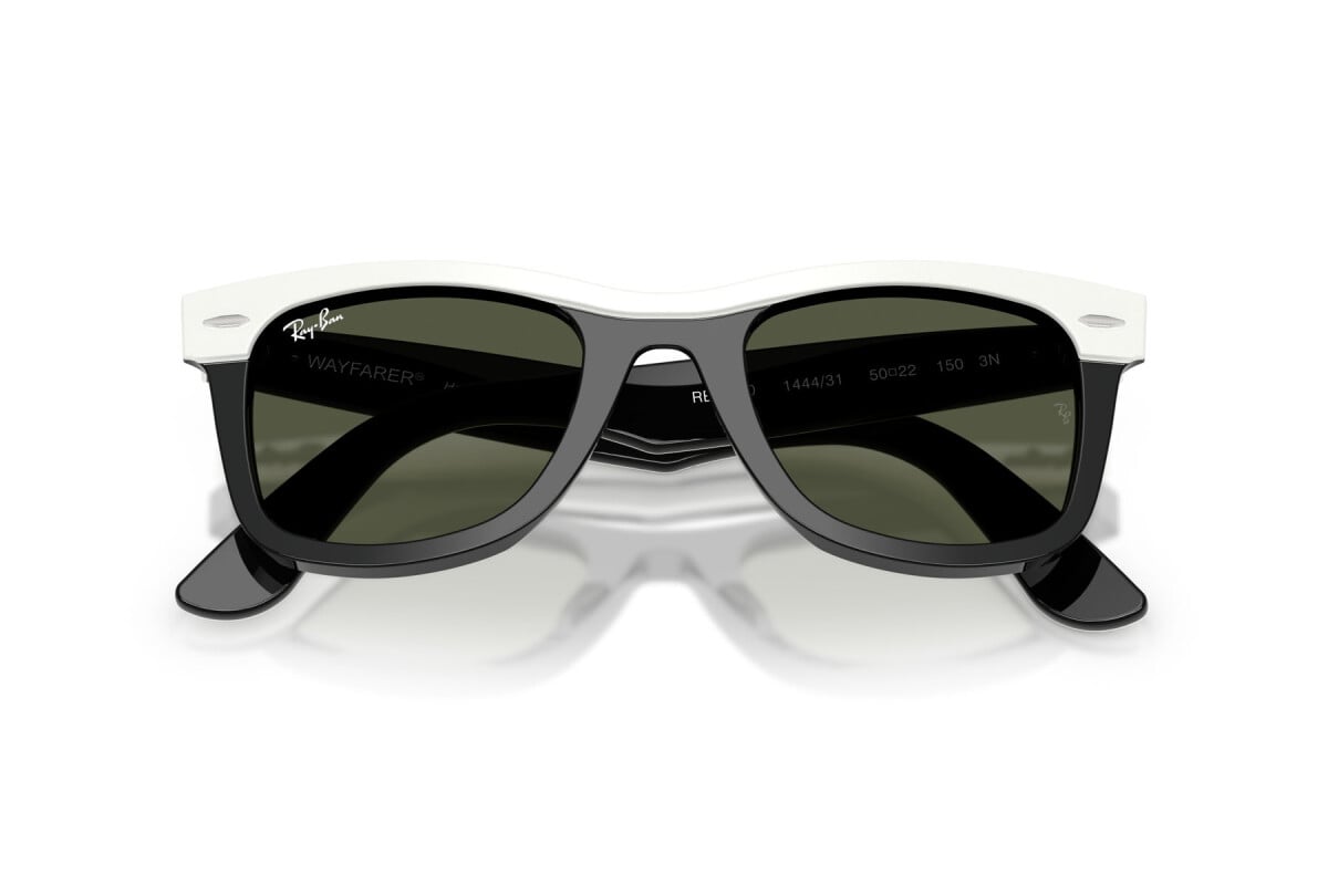 OCCHIALE DA SOLE UNISEX RAY-BAN RB 2240 - WAYFARER 144431 BIANCO SU NERO - TAGLIA 50