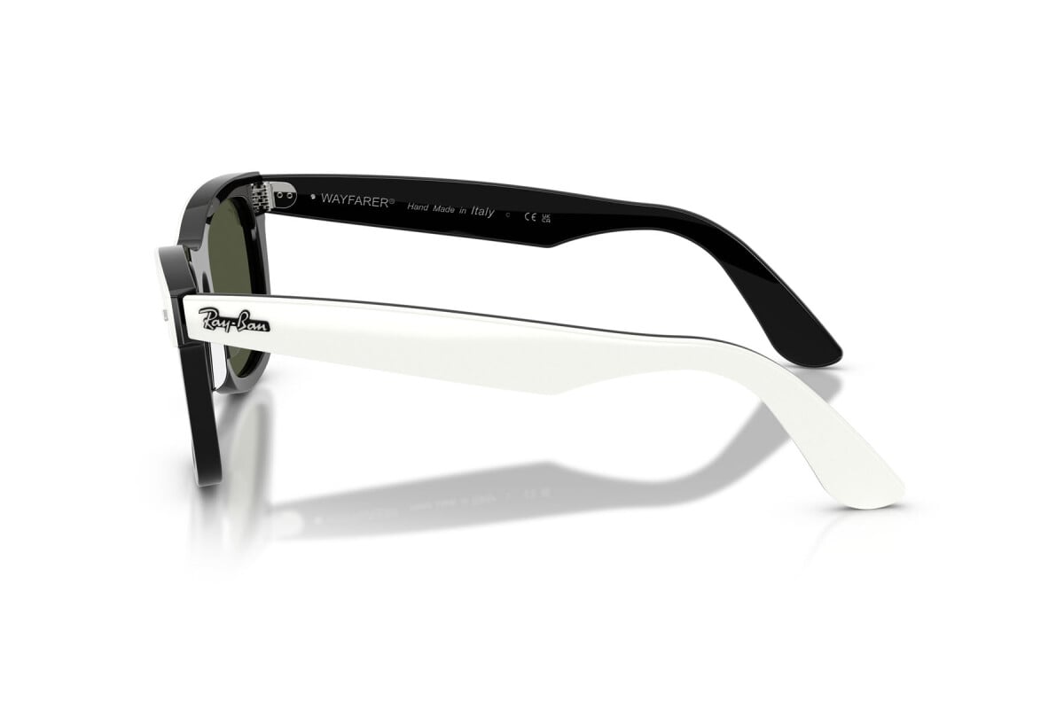 OCCHIALE DA SOLE UNISEX RAY-BAN RB 2240 - WAYFARER 144431 BIANCO SU NERO - TAGLIA 50