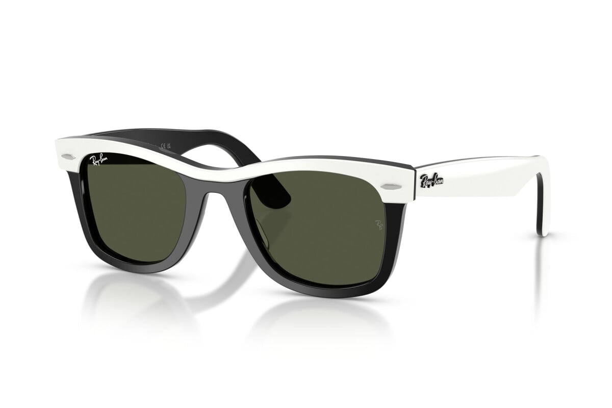 OCCHIALE DA SOLE UNISEX RAY-BAN RB 2240 - WAYFARER 144431 BIANCO SU NERO - TAGLIA 50