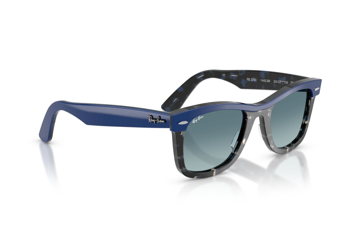 OCCHIALE DA SOLE UNISEX RAY-BAN RB 2240 - WAYFARER 14453M BLU SULL'AVANA - TAGLIA 50