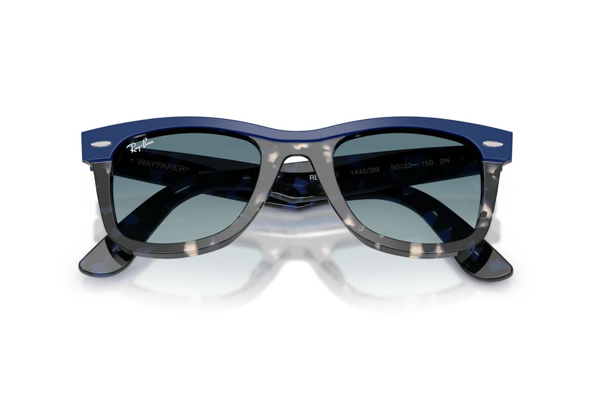 OCCHIALE DA SOLE UNISEX RAY-BAN RB 2240 - WAYFARER 14453M BLU SULL'AVANA - TAGLIA 50