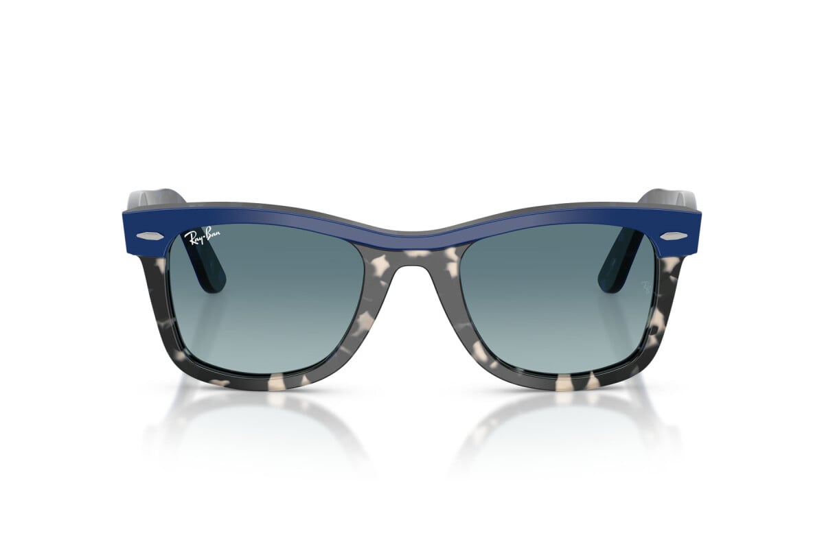 OCCHIALE DA SOLE UNISEX RAY-BAN RB 2240 - WAYFARER 14453M BLU SULL'AVANA - TAGLIA 50