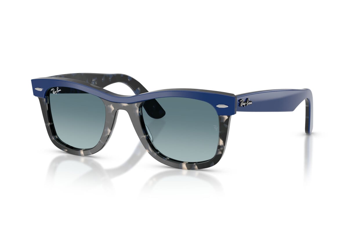 OCCHIALE DA SOLE UNISEX RAY-BAN RB 2240 - WAYFARER 14453M BLU SULL'AVANA - TAGLIA 50