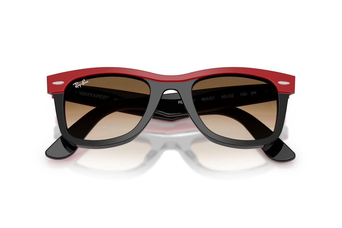 OCCHIALE DA SOLE UNISEX RAY-BAN RB 2240 - WAYFARER 955/51 ROSSO SU NERO - TAGLIA 50