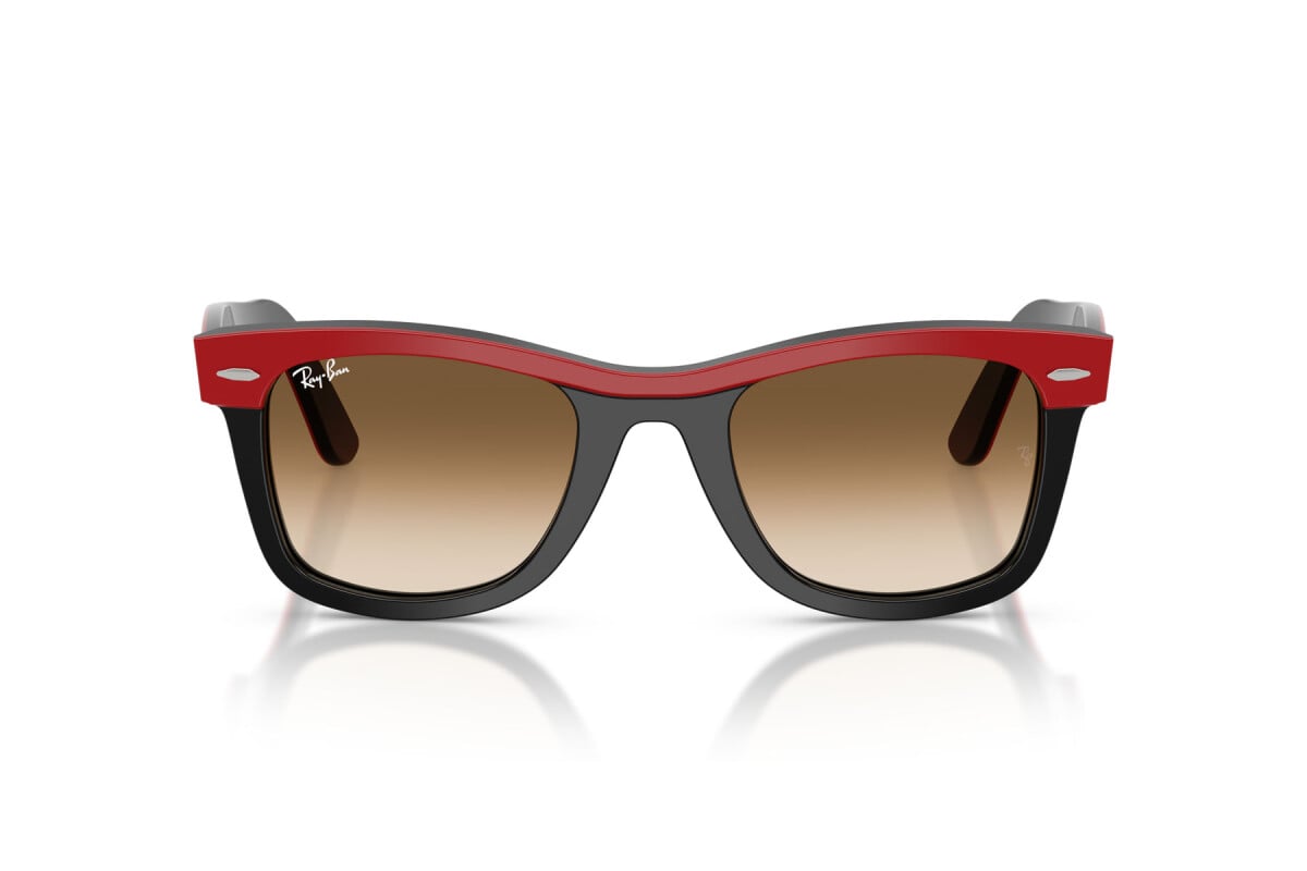 OCCHIALE DA SOLE UNISEX RAY-BAN RB 2240 - WAYFARER 955/51 ROSSO SU NERO - TAGLIA 50