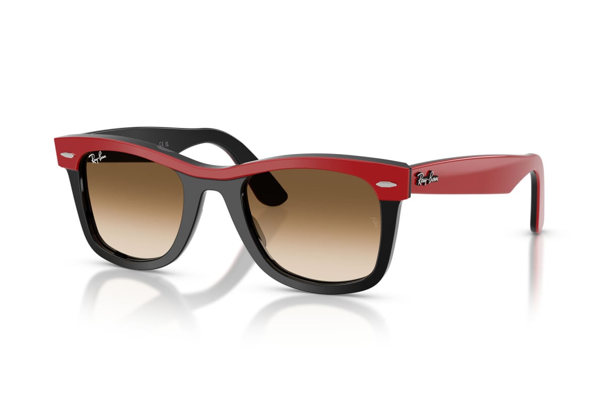 OCCHIALE DA SOLE UNISEX RAY-BAN RB 2240 - WAYFARER 955/51 ROSSO SU NERO - TAGLIA 50