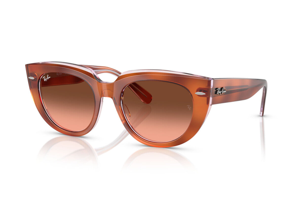 OCCHIALE DA SOLE DONNA RAY-BAN RB 2286 DOREEN 1415A5 AVANA ROSSA SU TRASPARENTE MULTICOLORE - TAGLIA 52