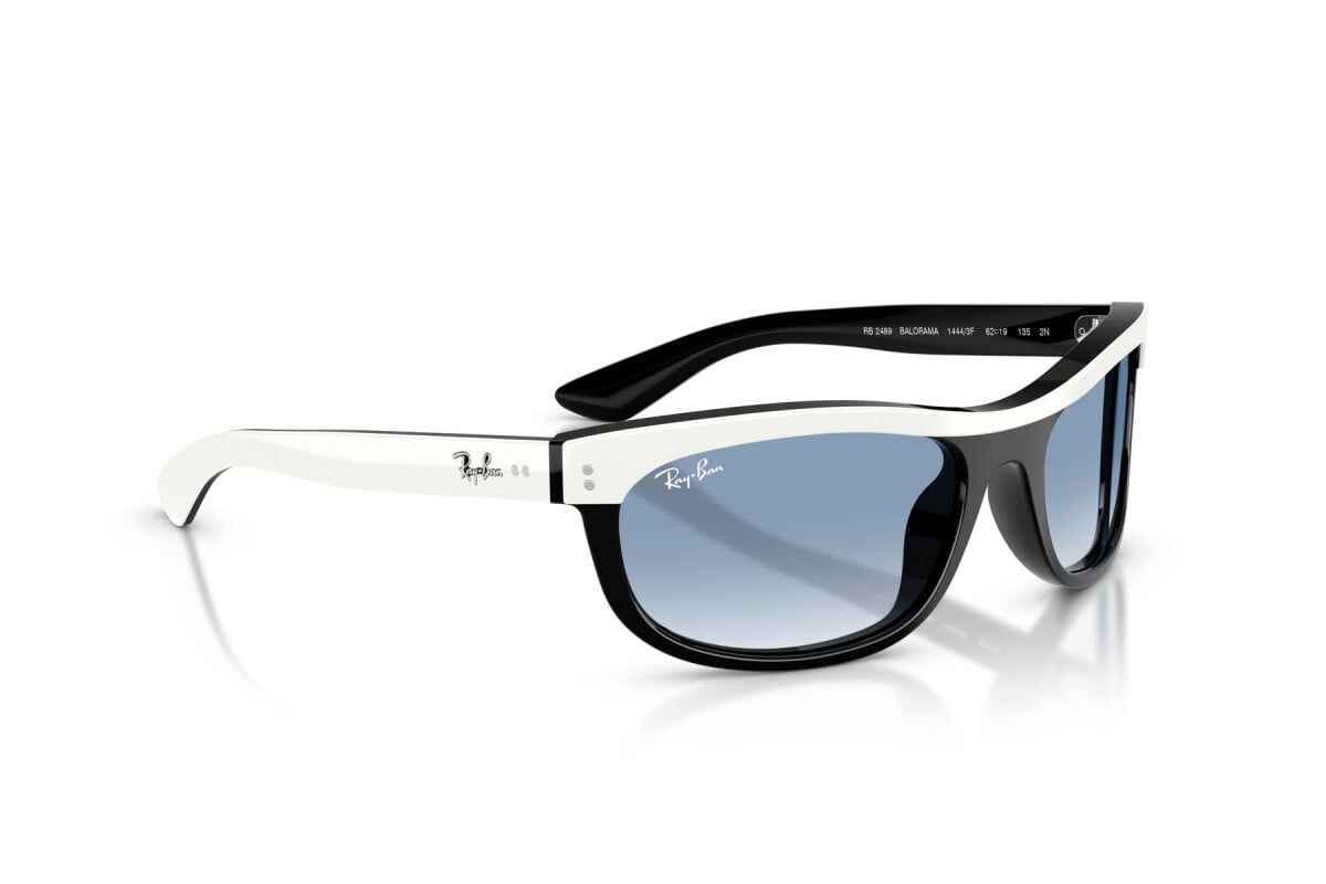 OCCHIALE DA SOLE UNISEX RAY-BAN RB 2489 - BALORAMA 14443F BIANCO SU NERO - TAGLIA 62